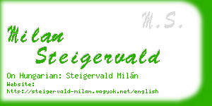 milan steigervald business card